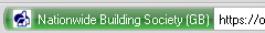 Secure Site with Extended Validation. Favicon background is green; name and country code of organisation is displayed.